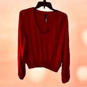 Bobi Deep Red V-Neck Top